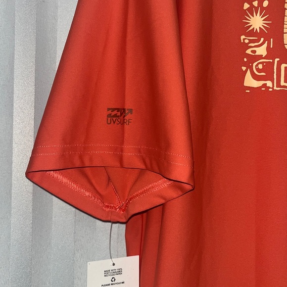 NWT Billabong Men's Loose Fit Rash Guard Coral/Orange Short Sleeve UPF50+ - Picture 6 of 9